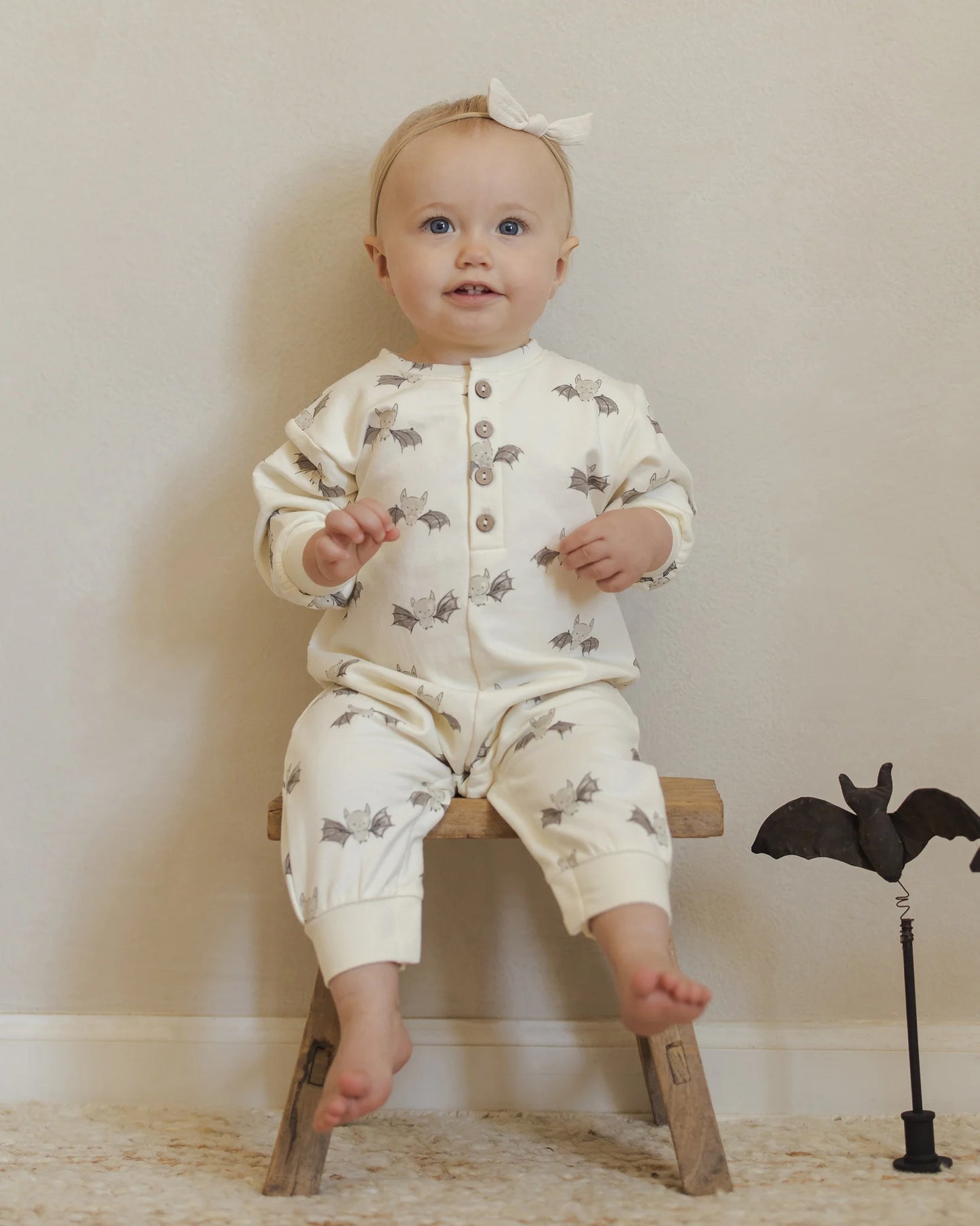 Quincy Mae - Relaxed Fleece Jumpsuit || Bats