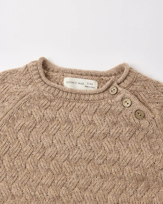 Quincy Mae - Cozy Heather Knit Jumpsuit || Heathered Almond