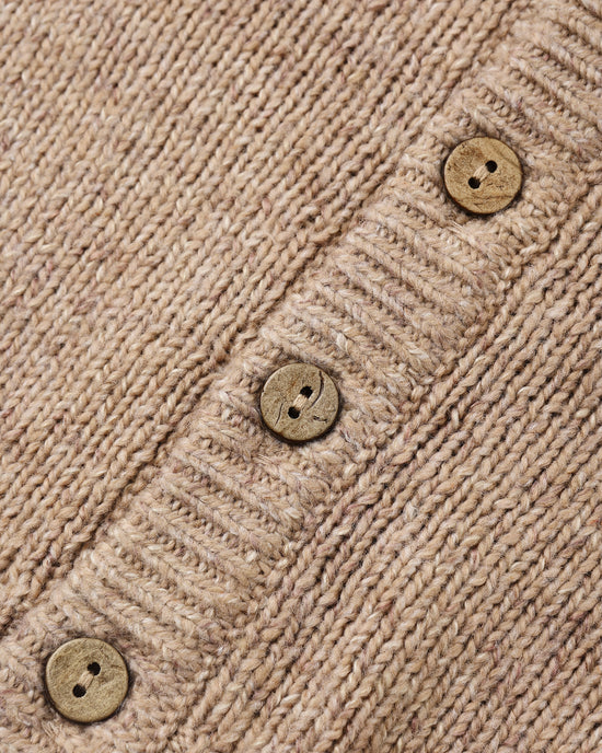 Quincy Mae - Ruffle Collar Cardigan || Heathered Almond