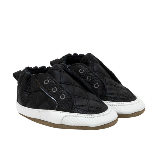 Robeez Shoes -Stylish Steve Quilted Black Leather Shoes
