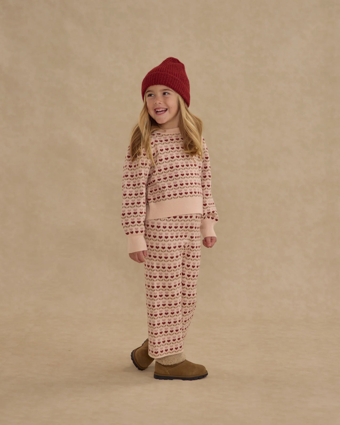 Rylee + Cru - Jacquard Knit Set || Ruby Hearts