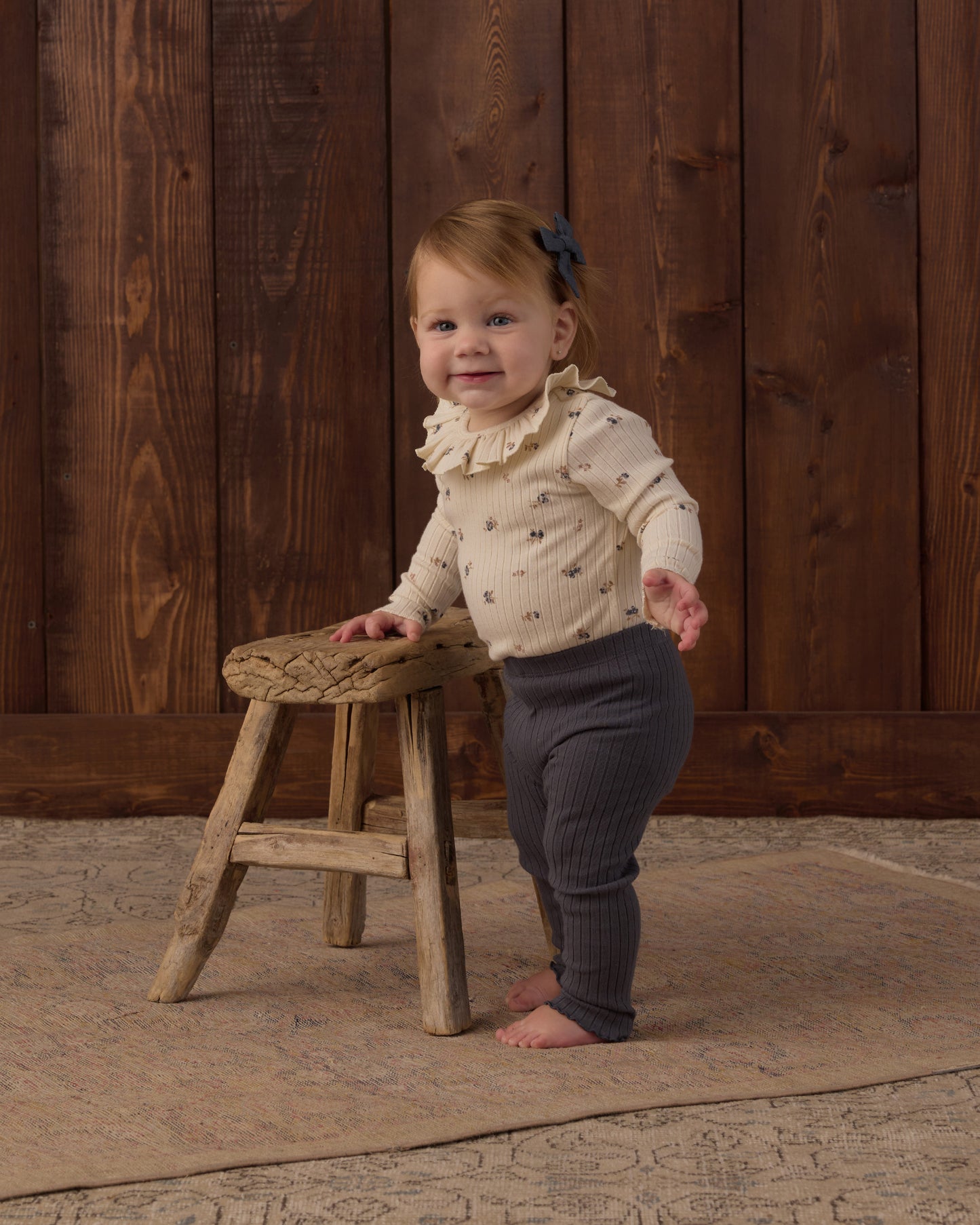 Rylee + Cru - Ruffle Collar Bodysuit || Natural Ditsy