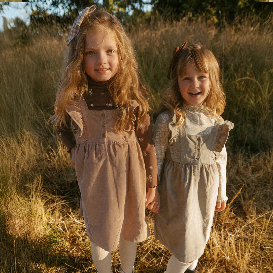 Makemake Organics - Olive Ruffle Corduroy Dress & Hem Tee