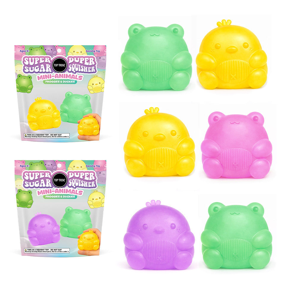 Top Trenz Inc - Super Duper Sugar Squisher - Mini Duck & Frog 2 Pack | Fidget | Squish (limit 1)
