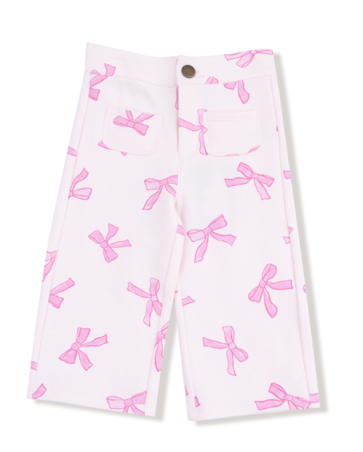 Angel Dear - Pretty Bows - High Waisted Wide Leg Pant w/ Button Fly