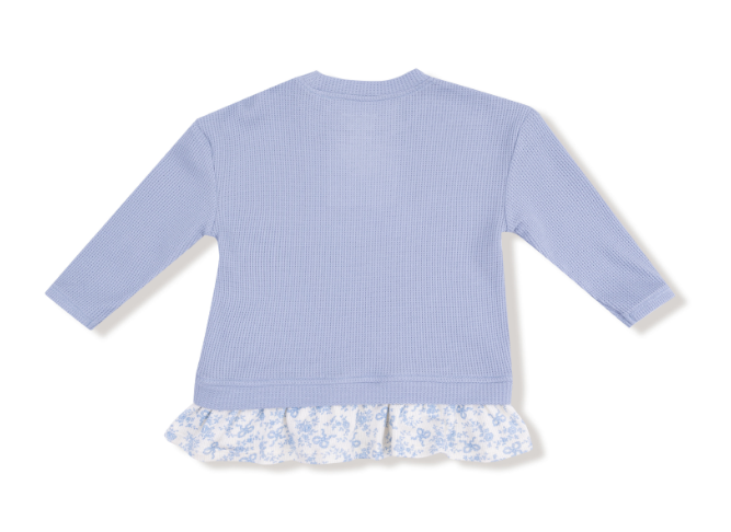 Angel Dear - Romi Floral - Waffle Pull Over w/ Ruffle & Rib Bow Applique w/ Rib Leggings