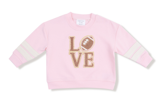 Angel Dear - French Terry Sport - Varsity - Pink - Cozy Drop Sleeve Sweatshirt w/ Varsity Stripes