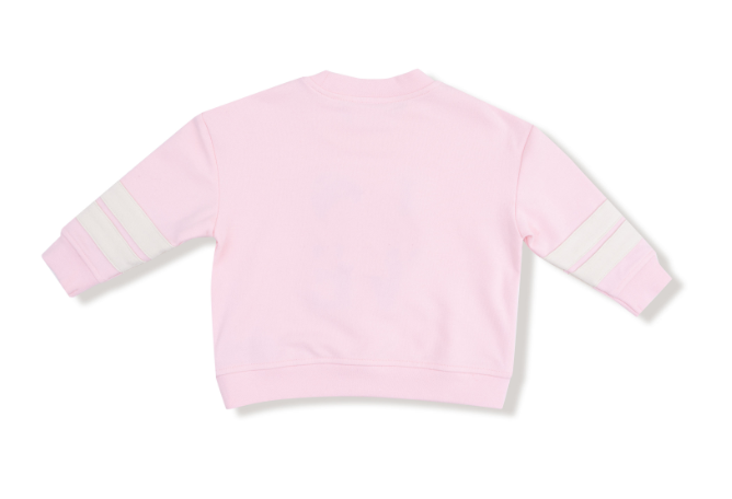 Angel Dear - French Terry Sport - Varsity - Pink - Cozy Drop Sleeve Sweatshirt w/ Varsity Stripes