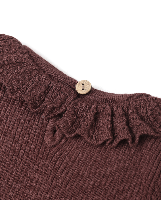 Rylee + Cru - Ruffle Collar Bodysuit || Burgundy