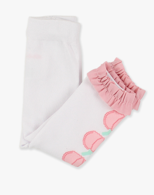 RuffleButts + RuggedButts - Patterned Footless Ruffle Tights - Pink Pumpkin