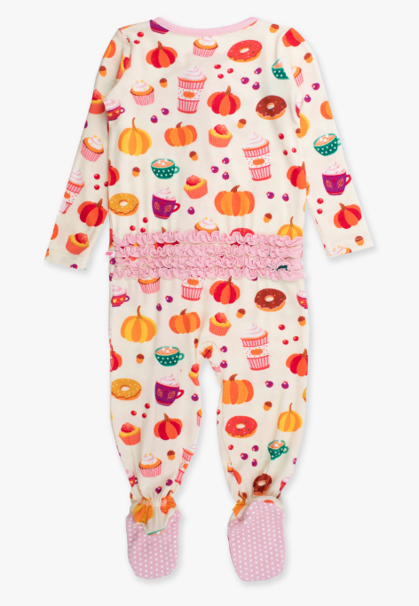 RuffleButts + RuggedButts - Ruffle One Piece Footie Pajama - Fall Treats