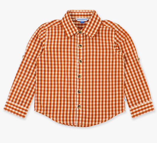 RuffleButts + RuggedButts - Long Sleeve Button Down - Classic Rust Gingham
