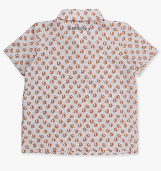 RuffleButts + RuggedButts - Knit Short Sleeve Performance Polo - Football Frenzy