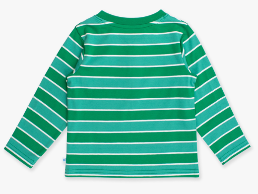 RuffleButts + RuggedButts - Knit Long Sleeve Embroidered Henley Tee - Football Green Stripe