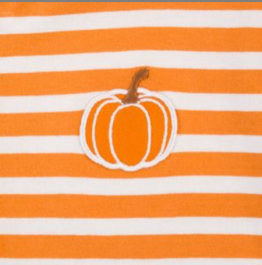 RuffleButts + RuggedButts - Pumpkin Orange Stripe Knit Long Sleeve Embroidered Henley Bodysuit
