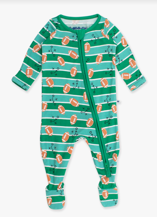 RuffleButts + RuggedButts - One Piece Footie Pajama - Tackles & Touchdowns