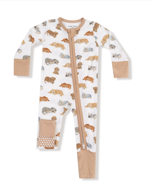 Angel Dear - Napping Puppies - 2 Way Zipper Romper