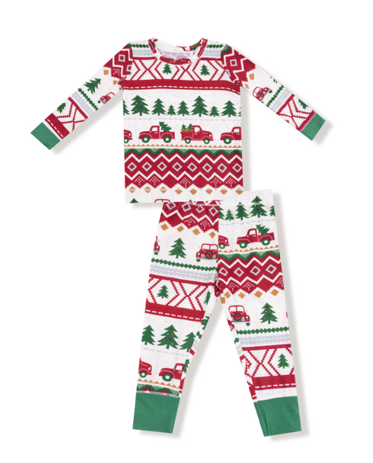 Angel Dear - Red Truck Fair Isle - L/S Loungewear Set