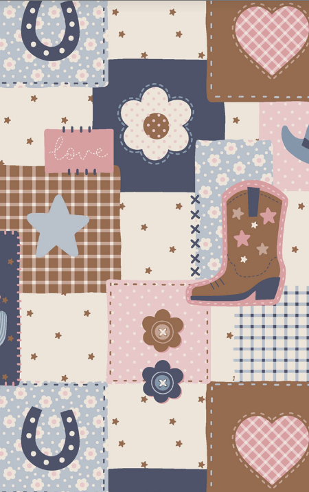 Angel Dear - Patchwork Cowgirl - Smocked Overall & Ribbed Bodysuit Set