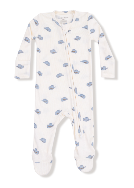 Angel Dear - Petite Cowboy Hats - 2 Way Zipper Footie