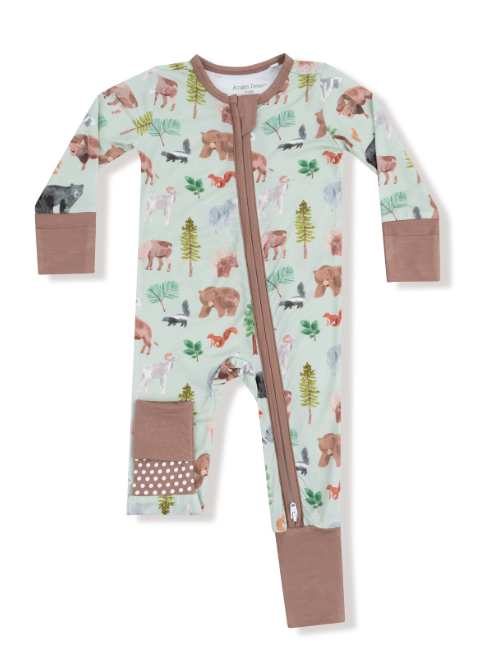 Angel Dear - American Woodland Animals - 2 Way Zipper Romper PJ