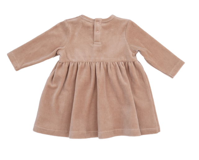 Angel Dear - Velour Teddy Bear - L/S Empire Waist Dress + Ribbed Legging