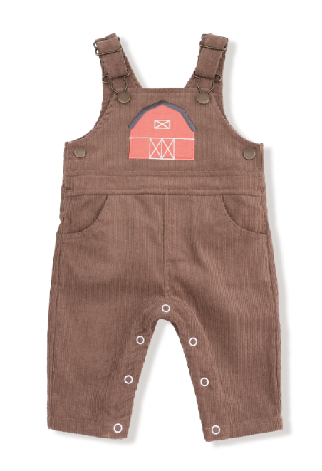 Angel Dear - Little Farm - Corduroy - Chocolate Malt Classic Overall + Little Farm Bodysuit
