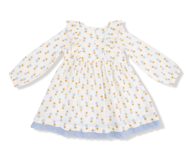 Angel Dear - Western Sunflower - Dress w/ Eyelet Trim + Ribbed Legging