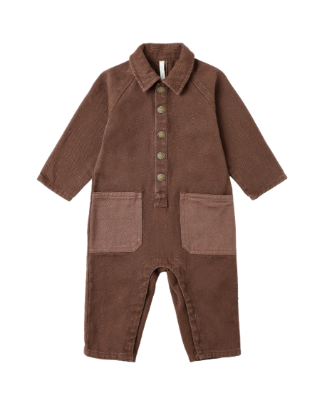 Rylee + Cru - Collared Baby Jumpsuit || Brown