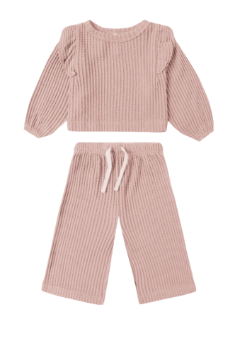 Quincy Mae - Ruffle Cozy Set || Rose
