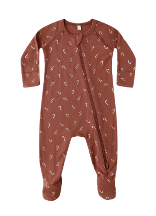 Quincy Mae - Bamboo Zip Footie || Candy Canes