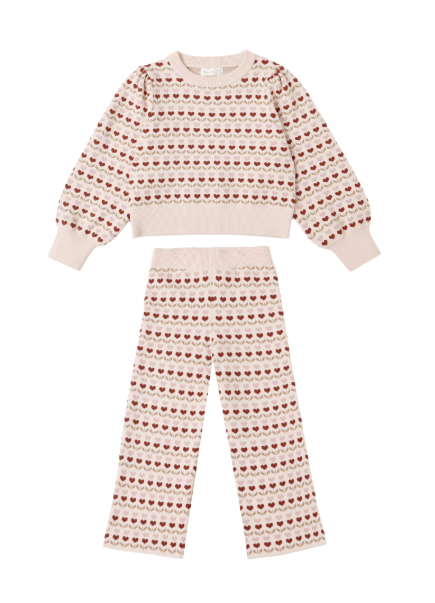 Rylee + Cru - Jacquard Knit Set || Ruby Hearts