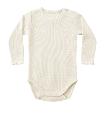 Quincy Mae - Maisie Overall & Waffle Long Sleeve Bodysuit || Blue Floral