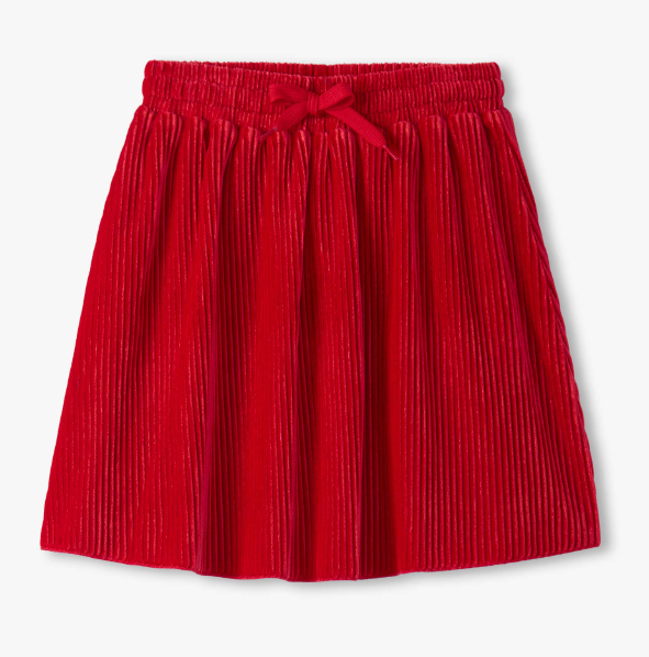 Hatley - Chex Red Pleated Velour Skirt