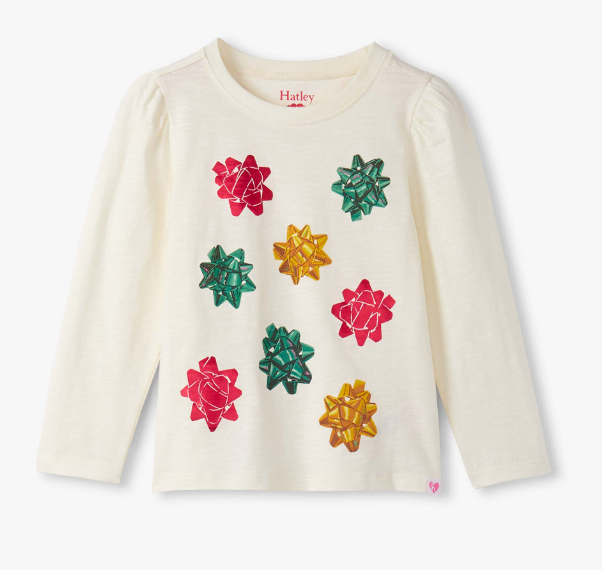 Hatley - Festive Bows Puff Sleeve Tee