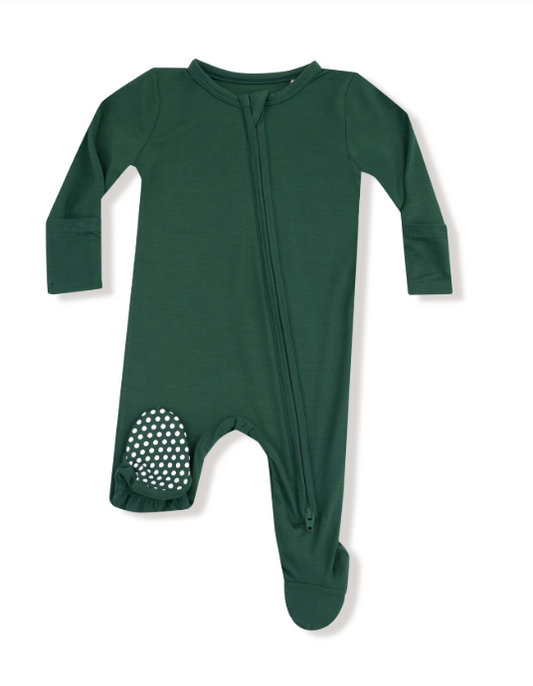 Angel Dear  - Hunter Green - 2 Way Zipper Footie
