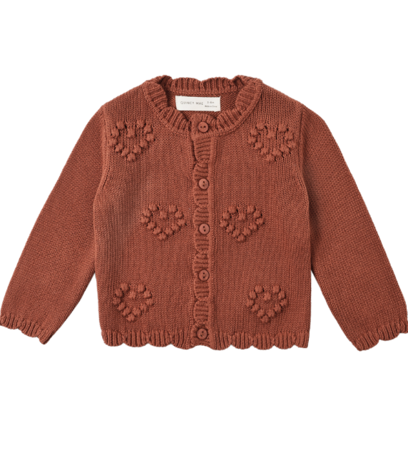 Quincy Mae - Knit Cardigan || Red