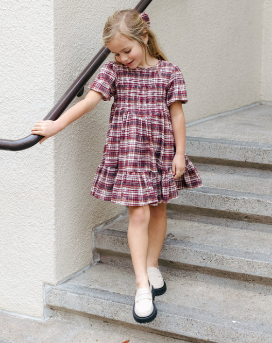 Rylee + Cru - India Dress || Burgundy Plaid