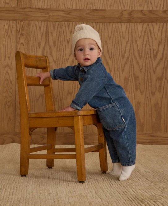 Rylee + Cru - Collared Baby Jumpsuit || Indigo Denim