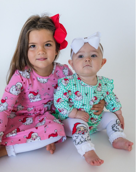 RuffleButts + RuggedButts - Patterned Footless Ruffle Tights - Santa Joy
