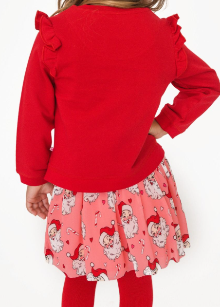 RuffleButts + RuggedButts - Elastic Waist Tulle Skirt - Pink Santa Joy