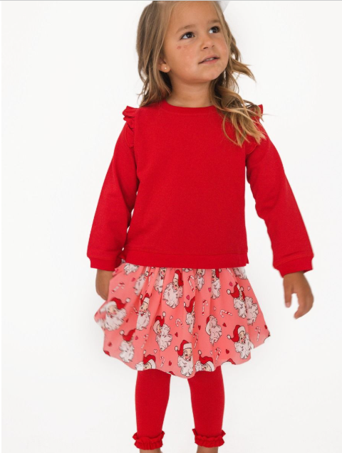 RuffleButts + RuggedButts - Elastic Waist Tulle Skirt - Pink Santa Joy