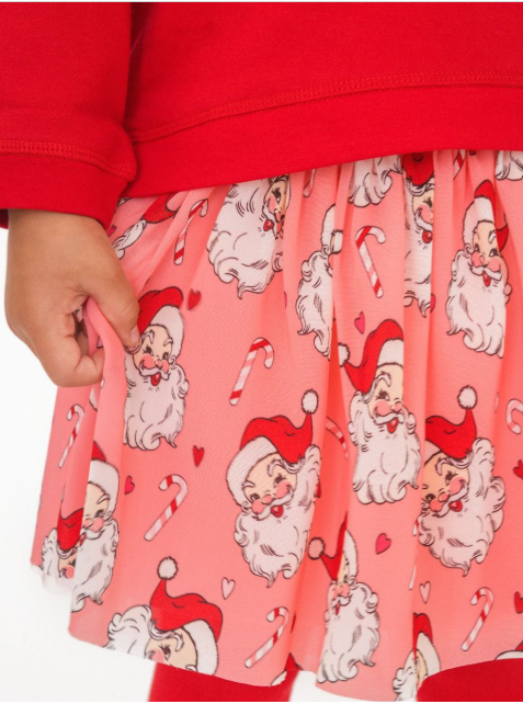 RuffleButts + RuggedButts - Elastic Waist Tulle Skirt - Pink Santa Joy
