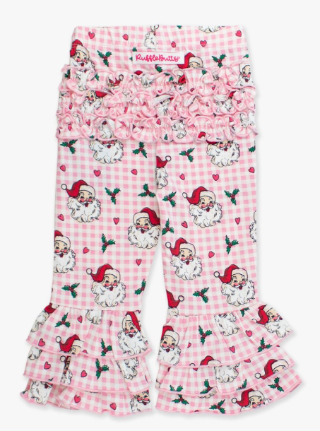 RuffleButts + RuggedButts - Baby Ruffle Flare Pants - Pink Dear Santa