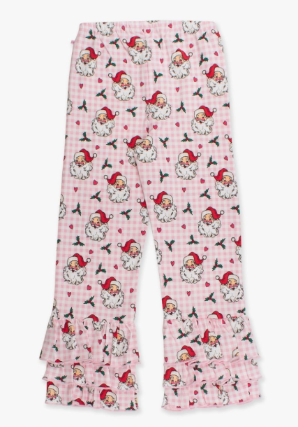 RuffleButts + RuggedButts - Flare Pants - Pink Dear Santa
