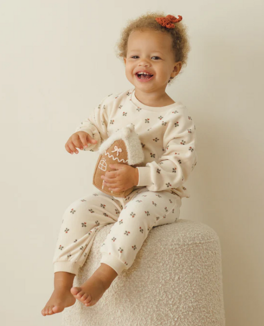 Quincy Mae - Velour Relaxed Sweatshirt + Sweatpant Set || Holly Berry