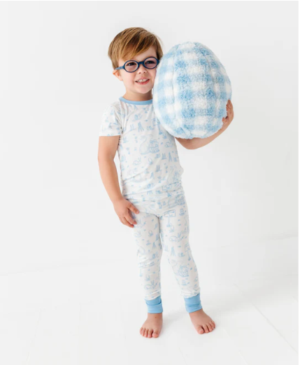 Birdie Bean - Blue Bunny Toile 2-Piece Pajamas