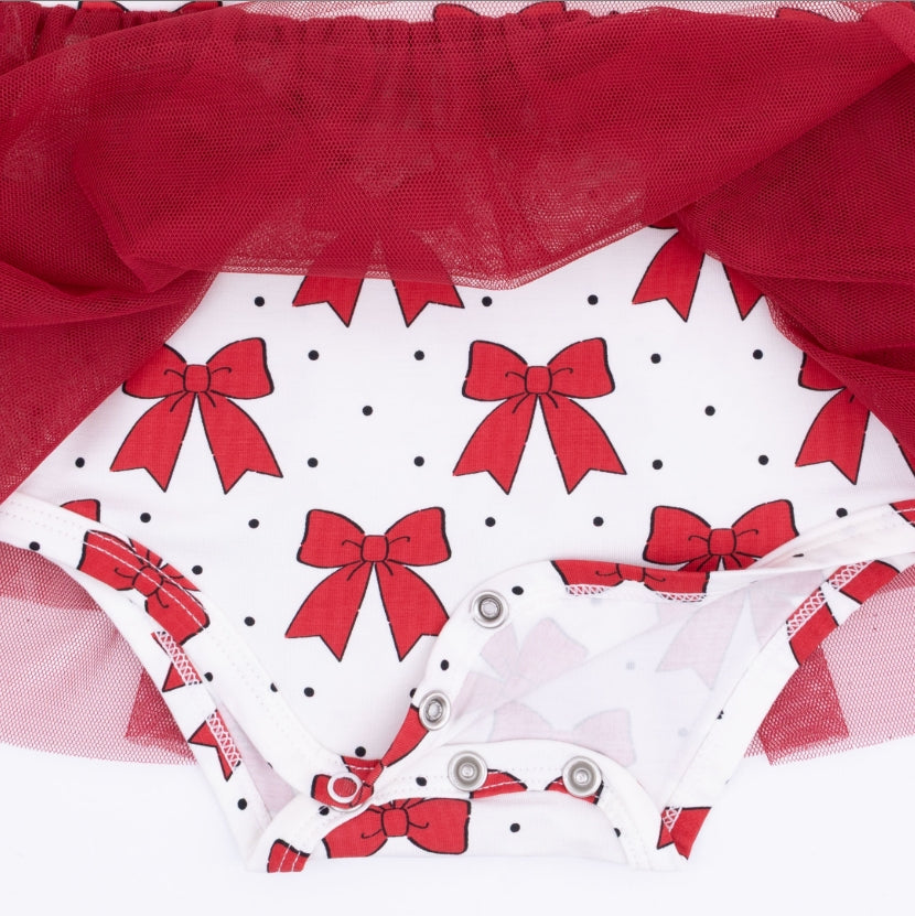 Angel Dear - Festive Bows Long Sleeve Tutu Bodysuit Dress