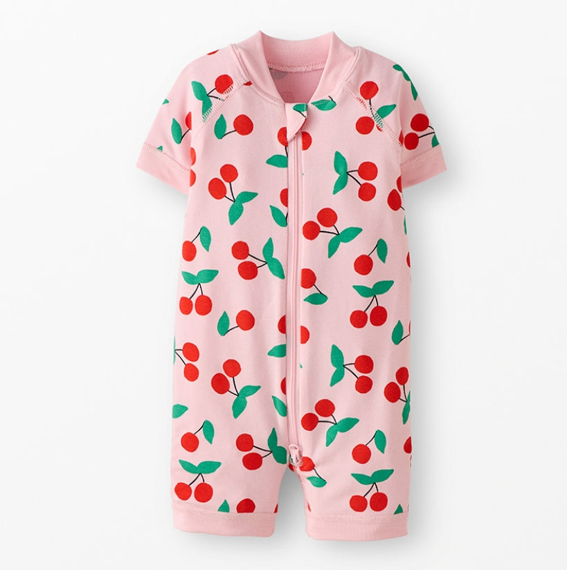 Hanna Andersson - Cherries 2-Way Zip Shortie Sleeper in Hannasoft Stretch