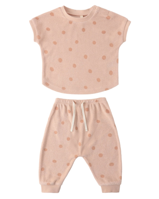 Quincy Mae - Terry Tee + Pant Set || Polka Dot
